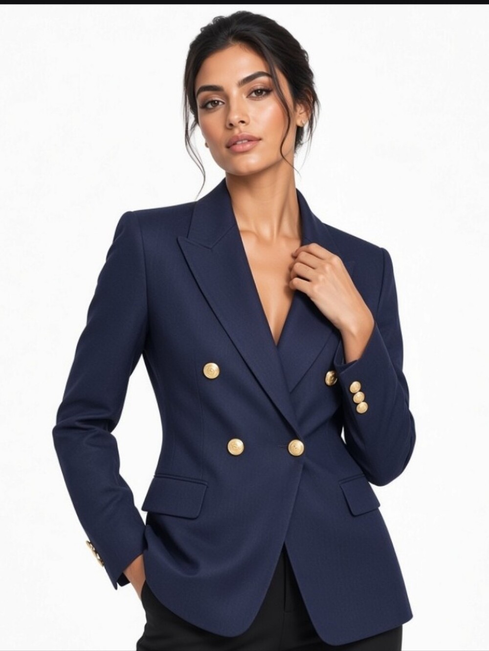 Vintage 80s Giorgio Sant Angelo 80s Blazer Jacket Linen Blend Navy Womens Sz 4